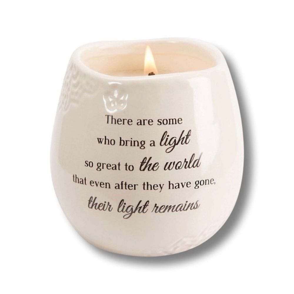 Pavilion Gift Co. In Memory “Light Remains” Ceramic Soy Wax Candle - Ivory - NWT